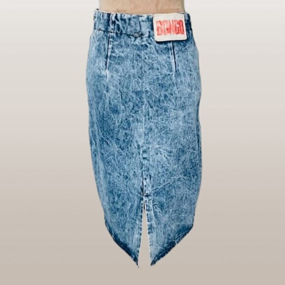 Bongo Contempo Casuals Vintage 80's Heavy Acid Wash High Rise Denim Skirt 27 - Picture 1 of 10